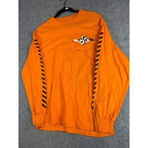 Vintage 90s Independent Hazard Shirt Mens Orange Long Sleeve Workwear Medium